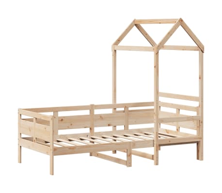 vidaXL Lova su stogeliu, 90x200cm, pu&scaron;ies medienos masyvas