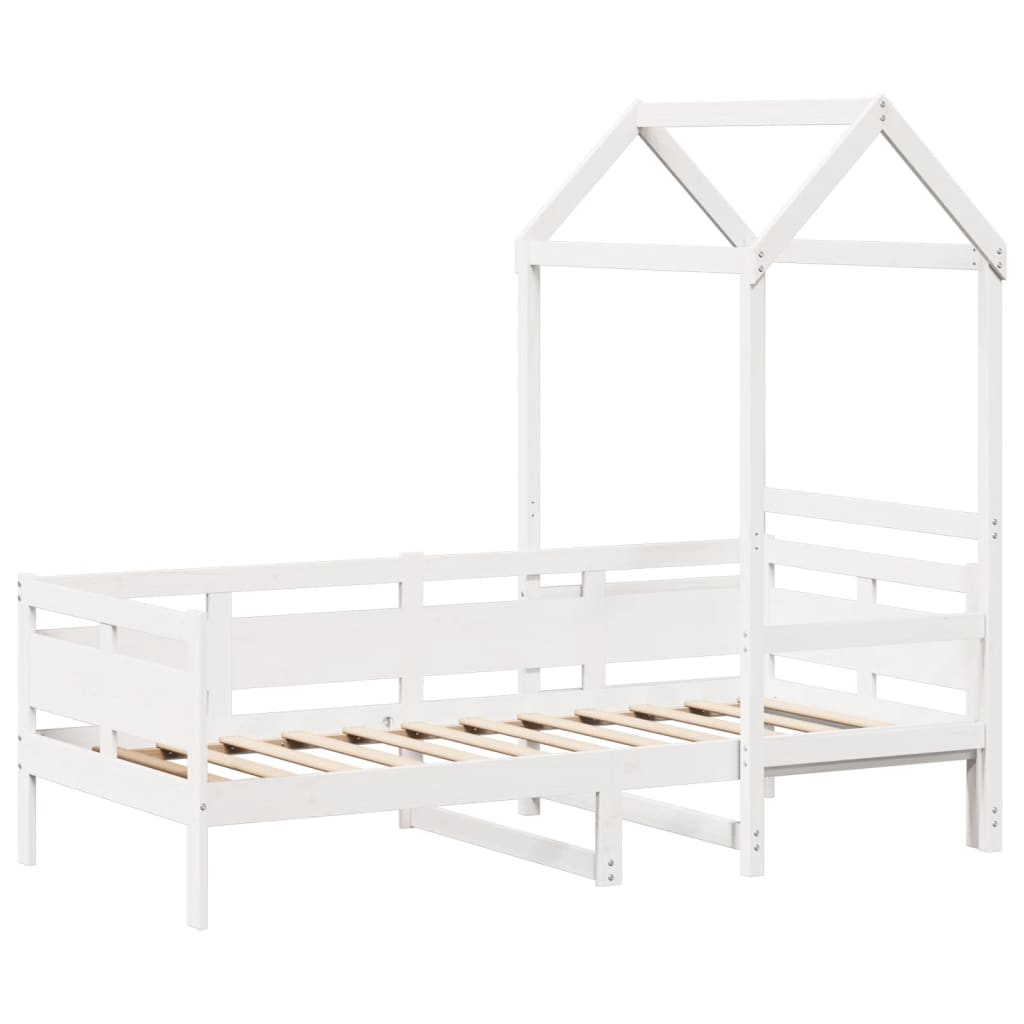 vidaXL Slaapbank met huisje 90x200 cm massief grenenhout wit afbeelding