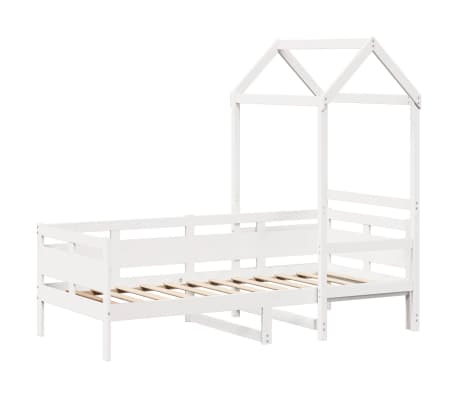 vidaXL Day Bed with Roof without Mattress White 90x200 cm Solid Wood