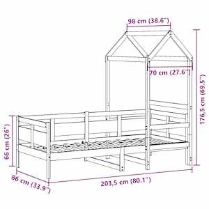 Válenda se střechou 80 x 200 cm masivní borové dřevo - obrázek 12