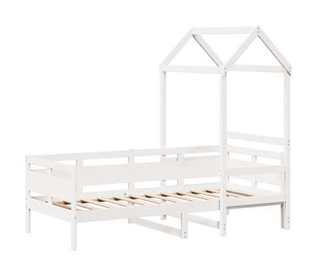 vidaXL Day Bed with Roof without Mattress White 90x190 cm Single Solid Wood