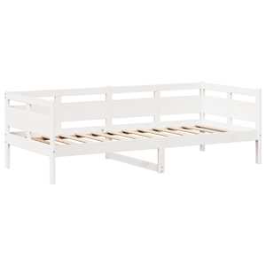 Válenda a lavice se střechou bílá 80 x 200 cm masivní borovice - obrázek 6