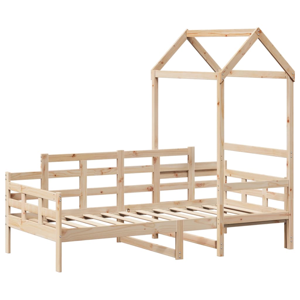 vidaXL Slaapbank met huisje 90x200 cm massief grenenhout afbeelding