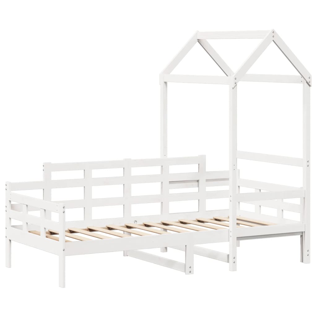 vidaXL Slaapbank met huisje 90x200 cm massief grenenhout wit afbeelding