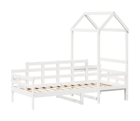 vidaXL Day Bed with Roof without Mattress White 90x190 cm Single Solid Wood