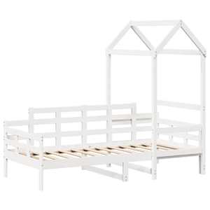 vidaXL Day Bed with Roof without Mattress White 90x190 cm Single Solid Wood