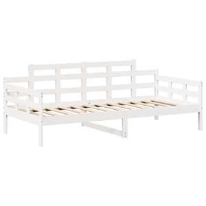 Válenda a lavice se střechou bílá 80 x 200 cm masivní borovice - obrázek 6