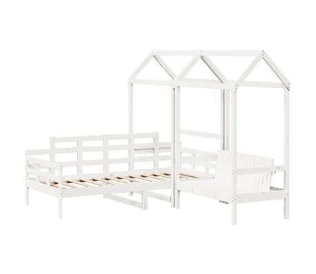 vidaXL Dagrúm og Bekkjasett með Þaki án Dýnu Hvítt 90x190 cm