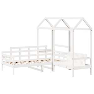 vidaXL Dagrúm og Bekkjasett með Þaki án Dýnu Hvítt 90x190 cm