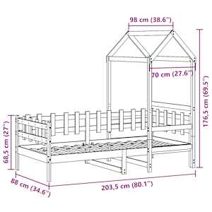 Válenda se střechou 80 x 200 cm masivní borové dřevo - obrázek 12