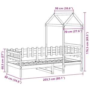 Válenda se střechou bílá 80 x 200 cm masivní borové dřevo - obrázek 12