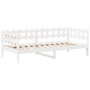 Válenda se střechou bílá 80 x 200 cm masivní borové dřevo - obrázek 6