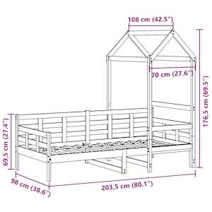 Válenda se střechou 90 x 200 cm masivní borové dřevo - obrázek 12