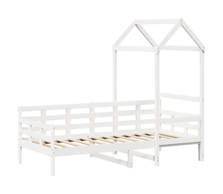 vidaXL Day Bed with Roof without Mattress White 90x200 cm Solid Wood