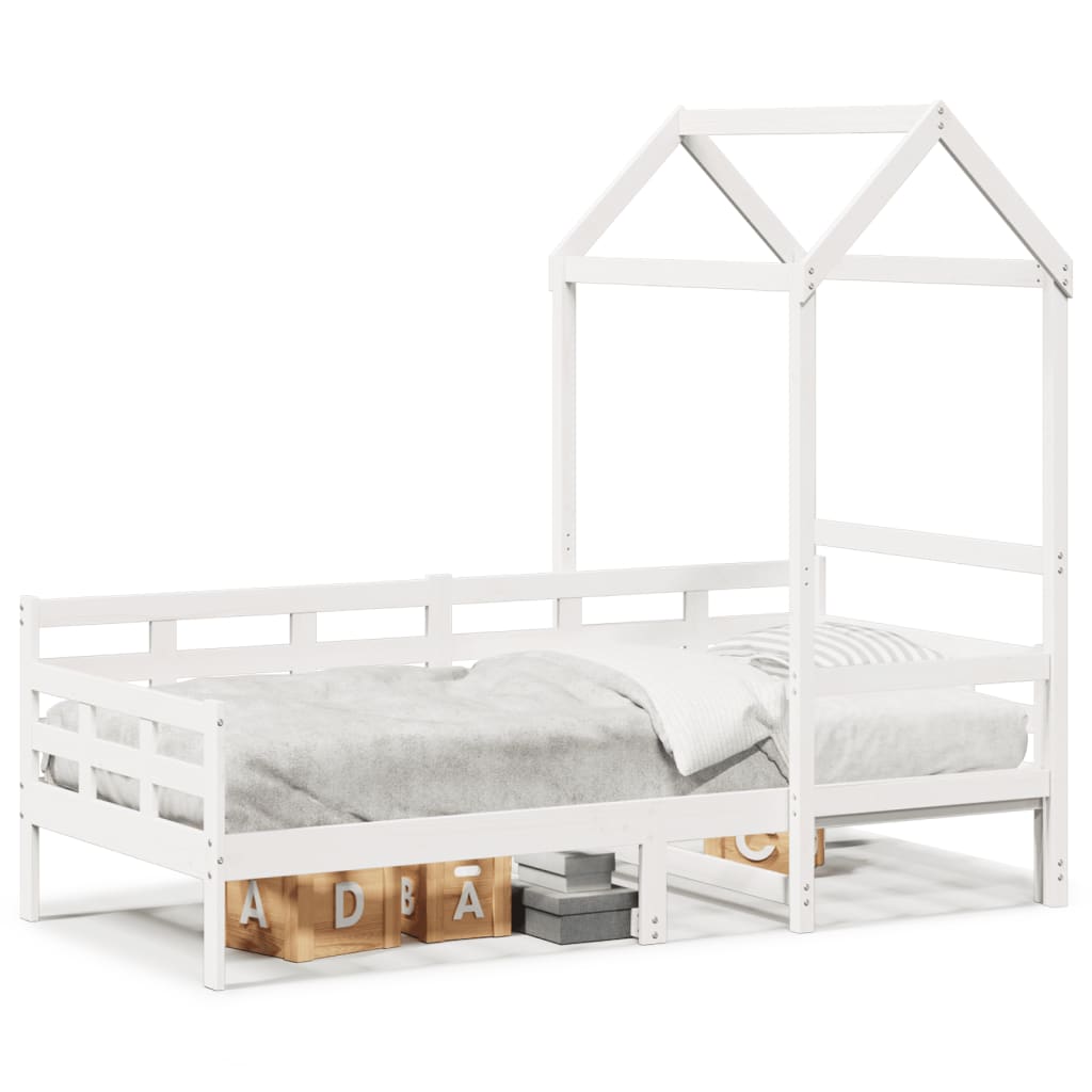 Tagesbett mit Dach Weiß 90×200 cm Massivholz Kiefer