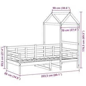 Válenda se střechou 80 x 200 cm masivní borové dřevo - obrázek 12