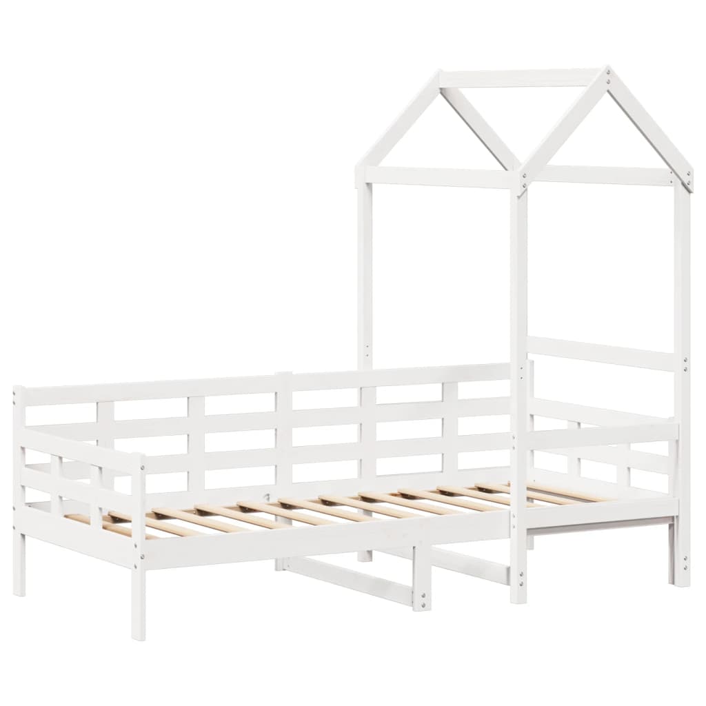 vidaXL Slaapbank met bedhuis 80x200 cm massief grenenhout wit afbeelding
