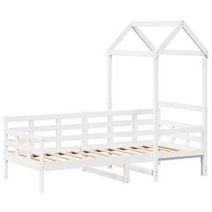 Válenda se střechou bílá 80 x 200 cm masivní borové dřevo - obrázek 3