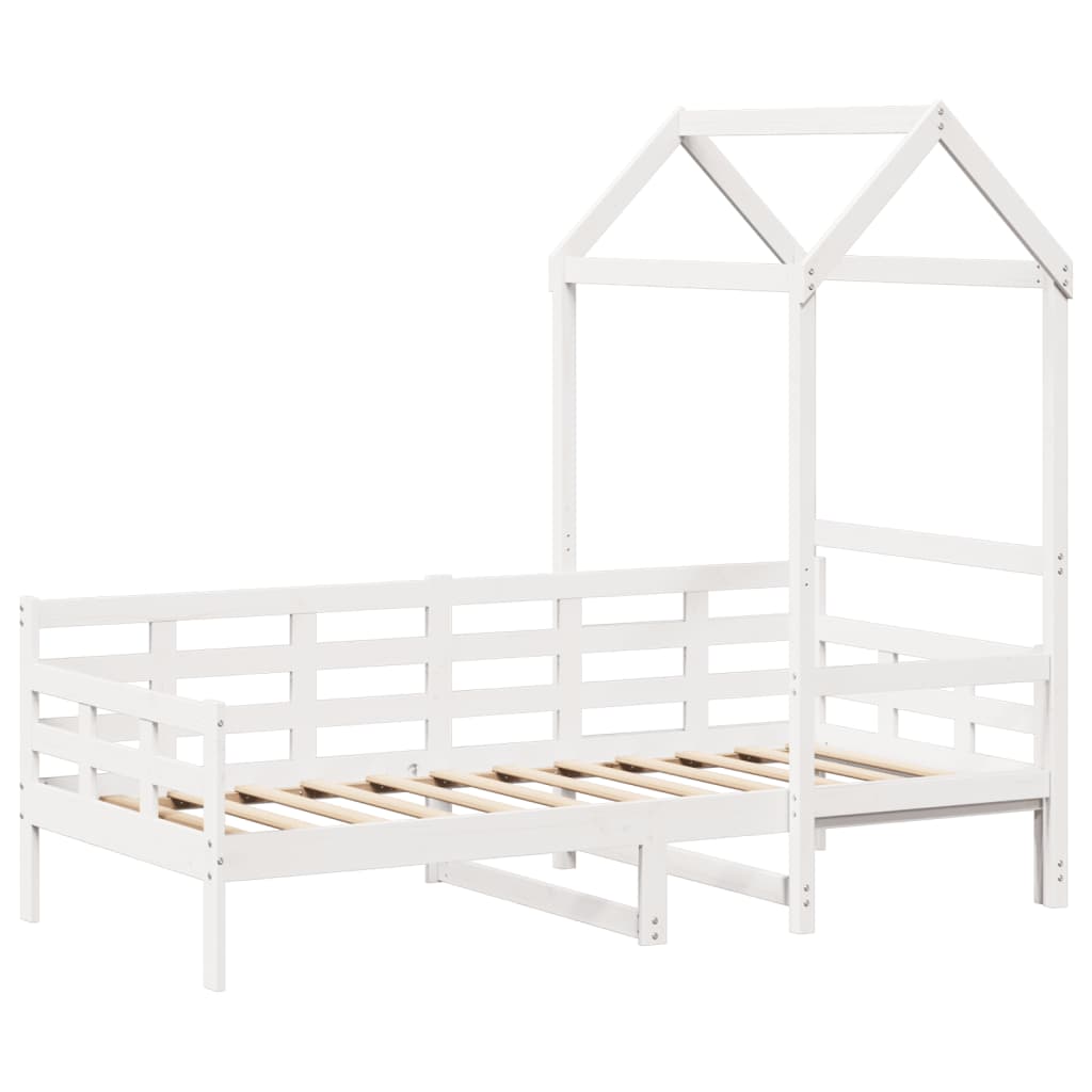 vidaXL Slaapbank met bedhuis 90x190 cm massief grenenhout wit afbeelding