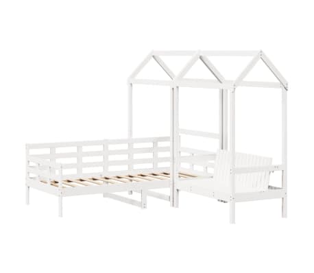 vidaXL Day Bed and Bench Set with Roof without Mattress White 90x200 cm