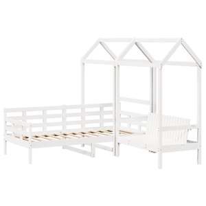 vidaXL Day Bed and Bench Set with Roof without Mattress White 90x200 cm