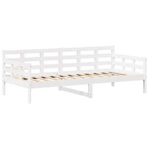 Válenda a lavice se střechou bílá 80 x 200 cm masivní borovice - obrázek 5