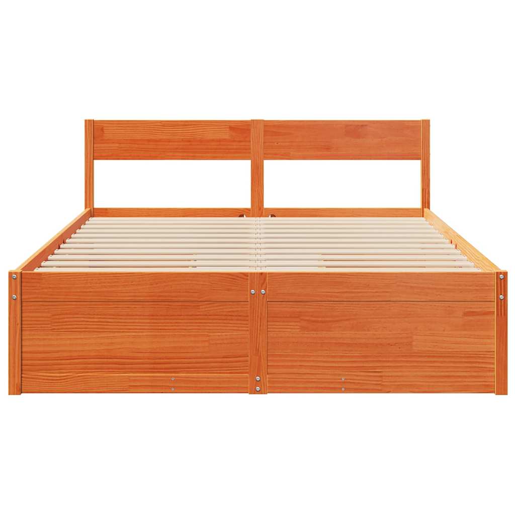 vidaXL Bedframe zonder matras massief grenenhout wasbruin 140x200 cm bruin, foto 4