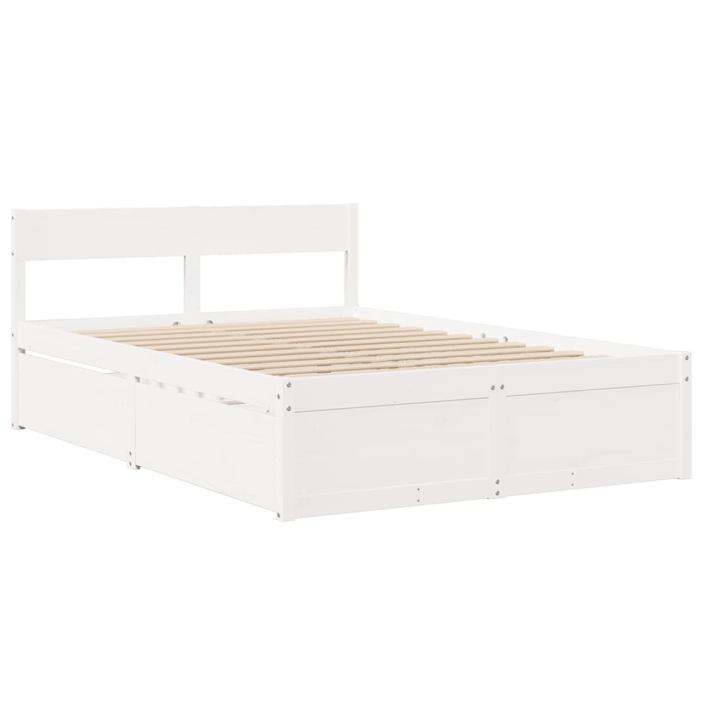vidaXL Bedframe zonder matras massief grenenhout wit 140x190 cm, foto 2