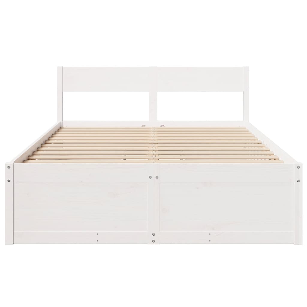 vidaXL Bedframe zonder matras massief grenenhout wit 140x190 cm, foto 4