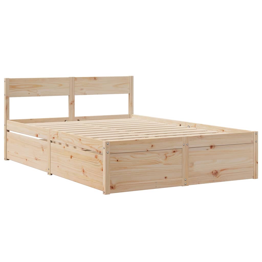 vidaXL Bedframe zonder matras massief grenenhout 135x190 cm afbeelding