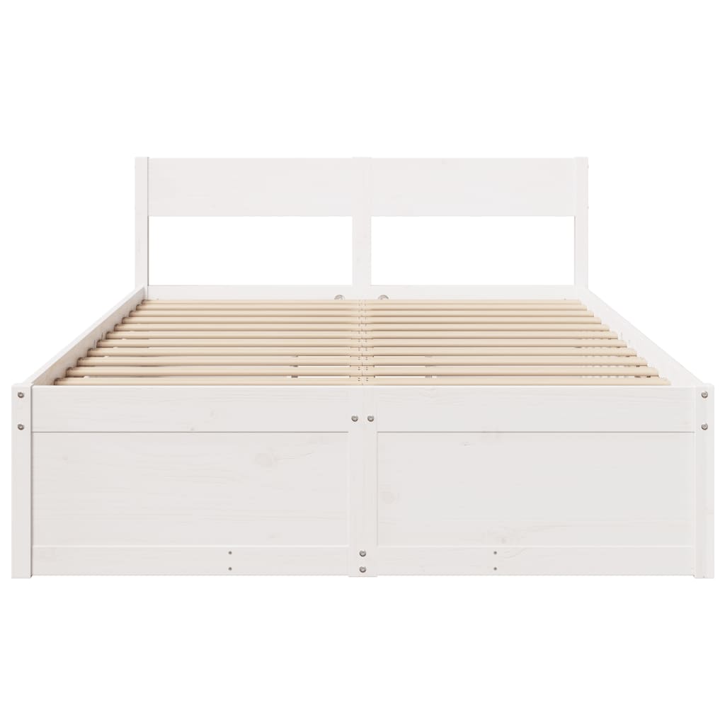 vidaXL Bedframe zonder matras massief grenenhout wit 135x190 cm, foto 4