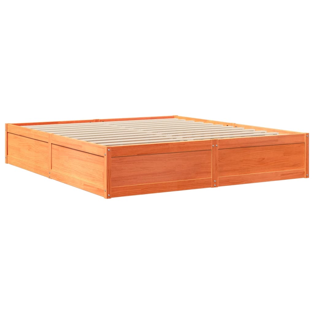 vidaXL Bedframe zonder matras massief grenenhout wasbruin 200x200 cm afbeelding