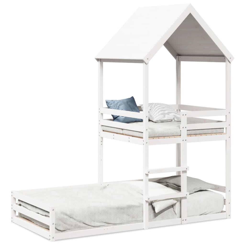 vidaXL Kinderbed met huisje massief grenenhout wit 90x200 cm, foto 3