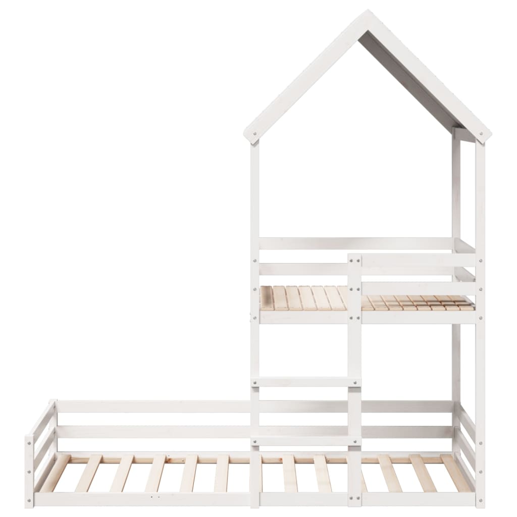 vidaXL Kinderbed met huisje massief grenenhout wit 90x200 cm, foto 4