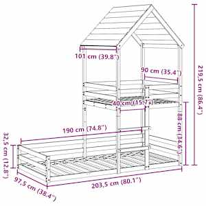 Patrová postel bez matrace 90 x 190 cm masivní borové dřevo - obrázek 9