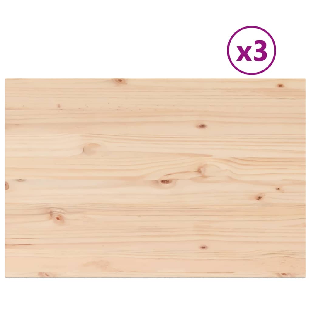 vidaXL StolnĂ­ desky 3 ks 80x53x1,7 cm obdĂ©lnĂ­kovĂ© masivnĂ­ borovĂ© dĹ™evo