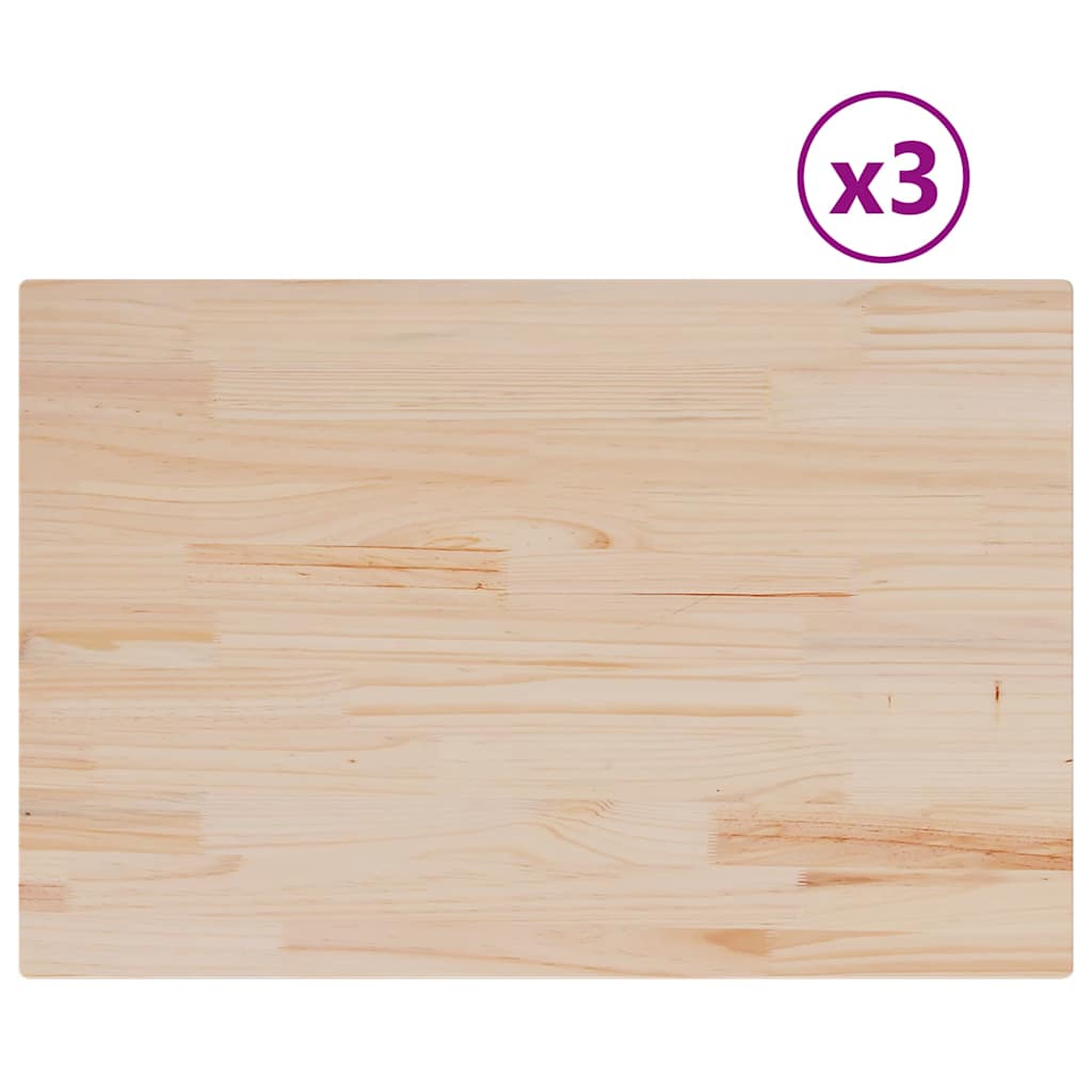 vidaXL Stolní desky 3 ks 80x53x1,7 cm obdélníkové masivní borové dřevo