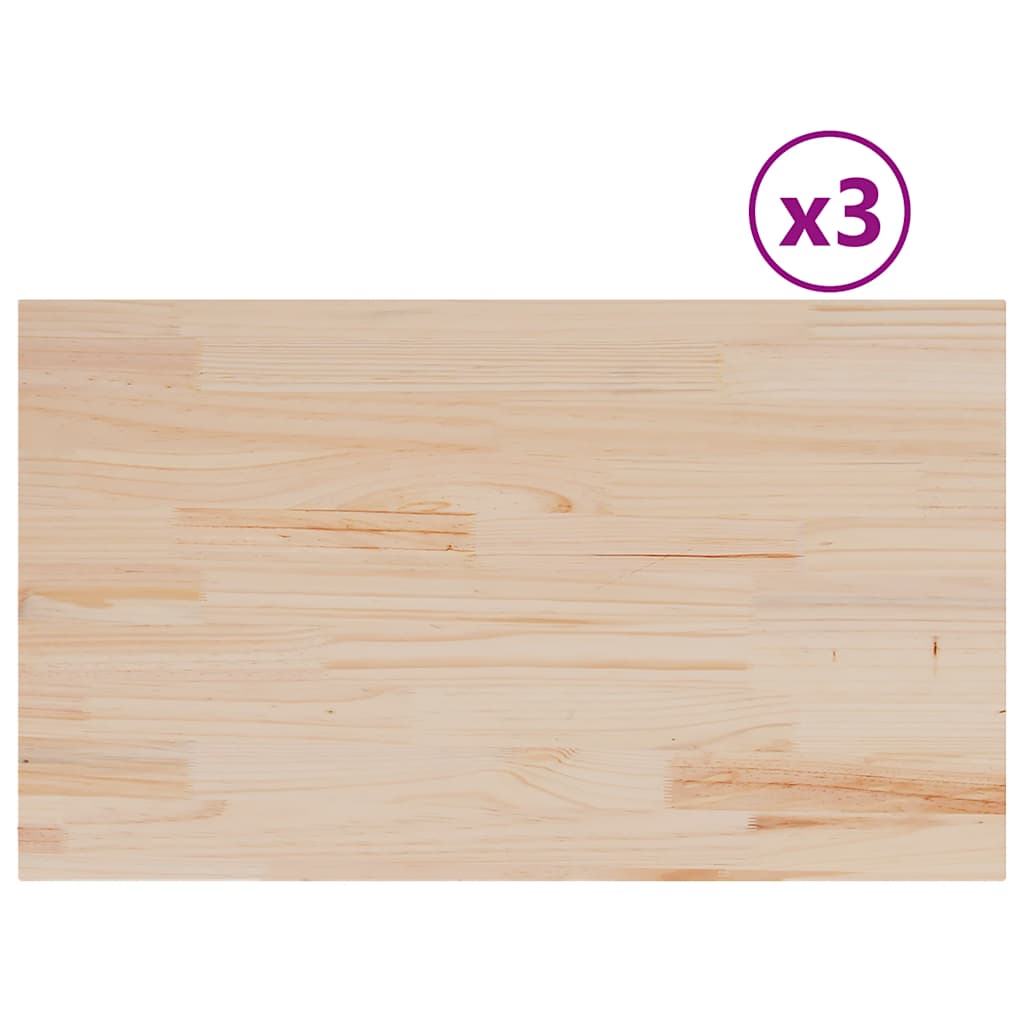 vidaXL Stolní desky 3 ks 80x47x2,5 cm obdélníkové masivní borové dřevo