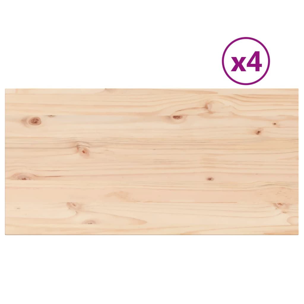 vidaXL Stolní desky 4 ks 90x45x2,5 cm obdélníkové masivní borové dřevo