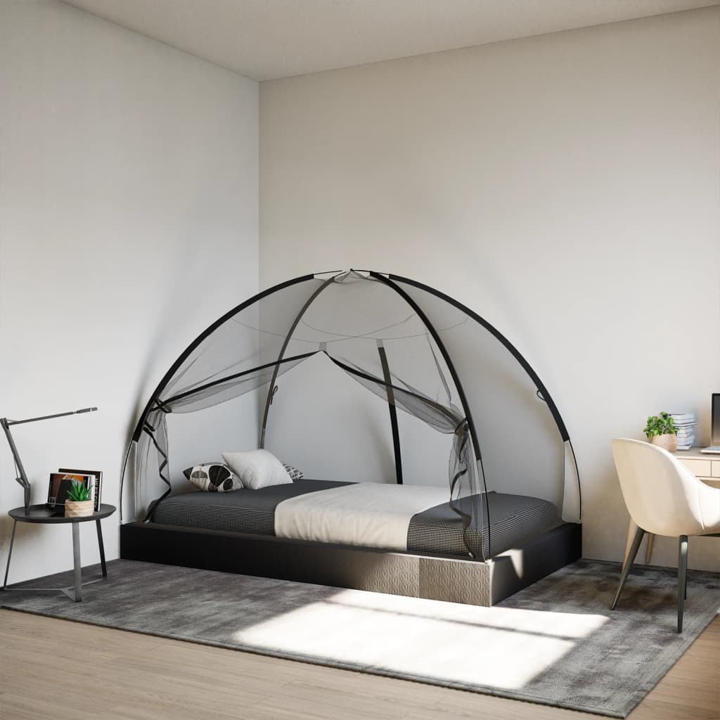 vidaXL Moskytiéra jurta s dverami 220 čierna 200x120x130 cm