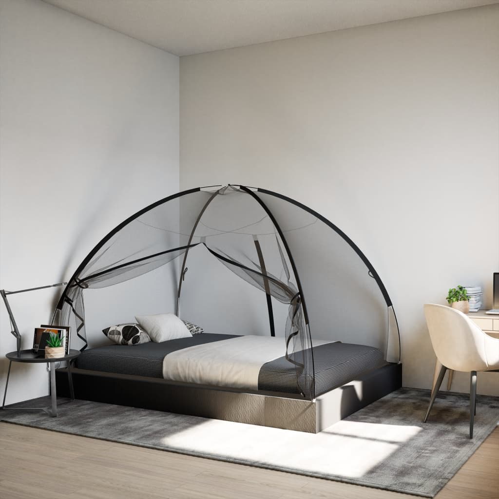 vidaXL Klamboe met deuren Mongolia 220 gaas 200x150x140 cm zwart afbeelding