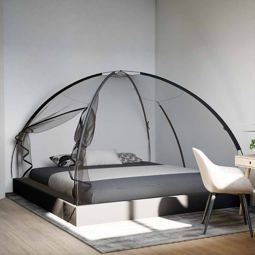 vidaXL Plasa țânțari Mongolia cu uși, 220 ochiuri negru 200x200x135 cm
