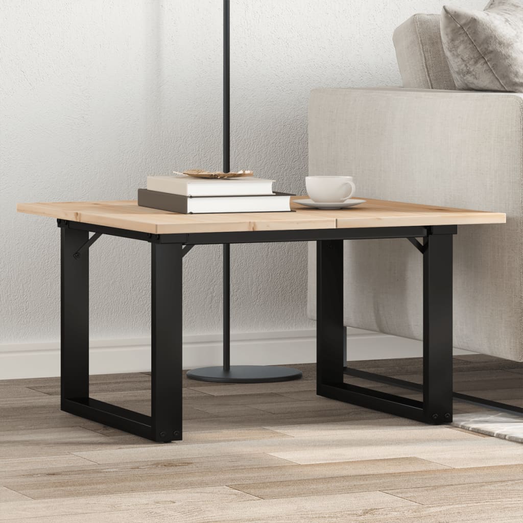 vidaXL Masă de cafea, cadru O, 60x60x40 cm, lemn masiv pin și Oţel