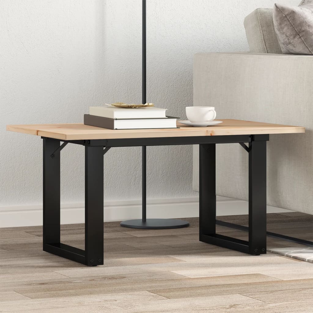 vidaXL Masă de cafea, cadru O, 80x50x40 cm, lemn masiv pin și Oţel