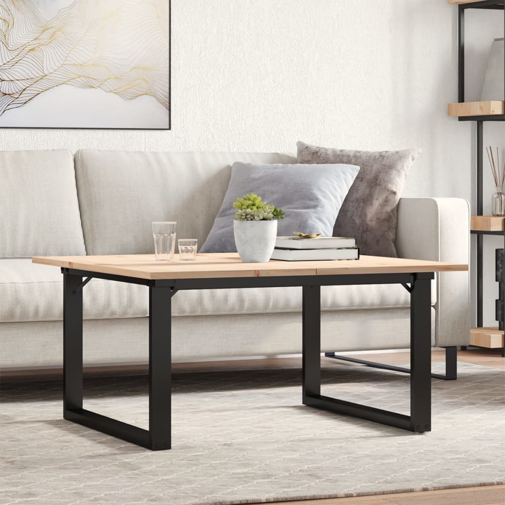 vidaXL Soffbord O-ram 80x80x45 cm massiv furu och st&aring;l