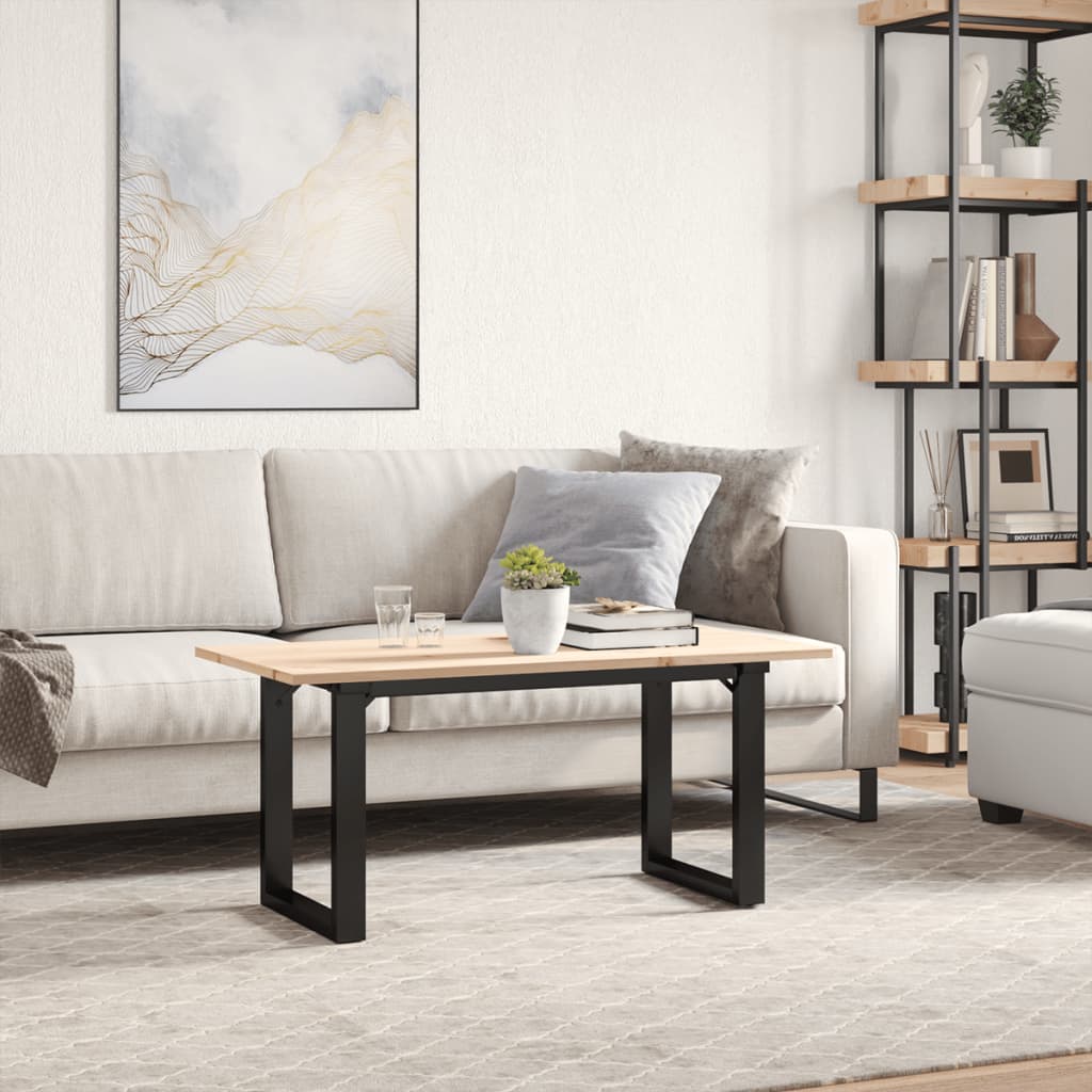 vidaXL Salontafel O-frame 90x40x45 cm massief grenenhout en staal afbeelding