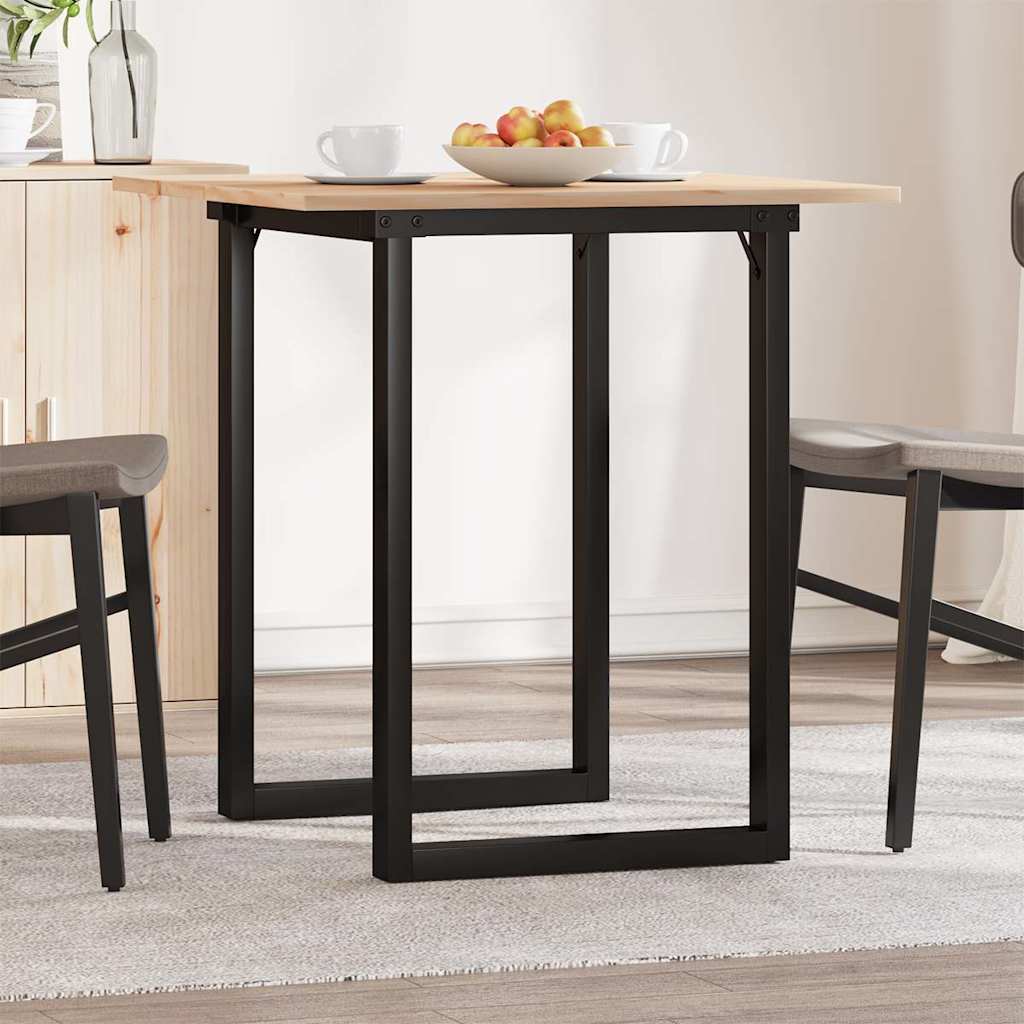 vidaXL Masă de bucătărie, cadru O, 70x70x75 cm lemn masiv pin și Oţel