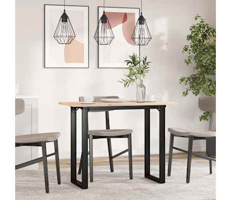 vidaXL Dining Table O-Frame 100x50x75 cm Solid Wood Pine and Steel