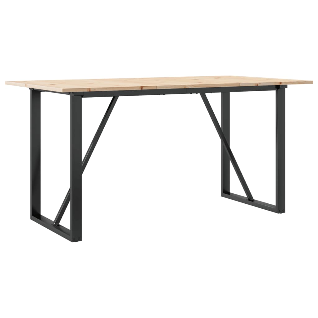vidaXL Jídelní stůl s O rámem 140 x 80 x 75 cm borové dřevo a ocel