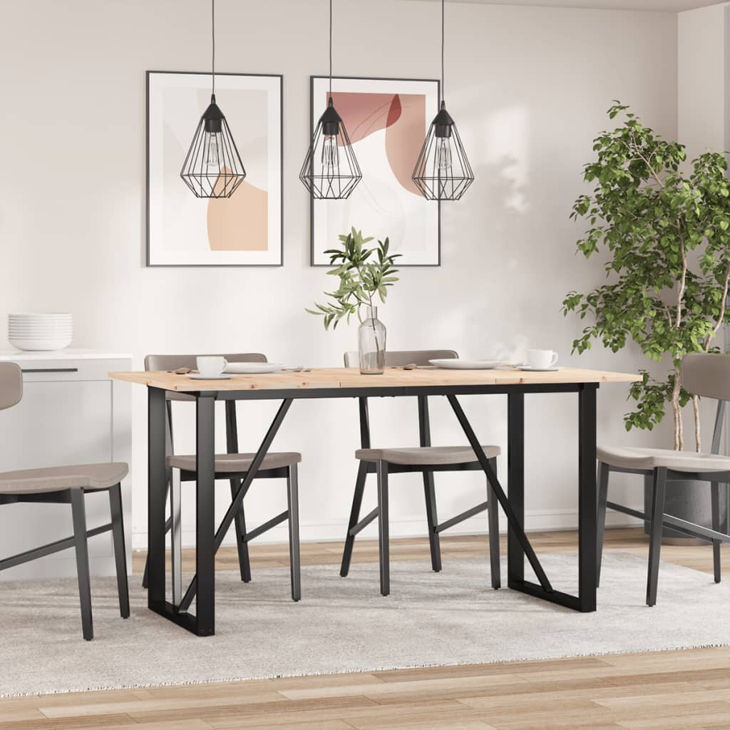 vidaXL Ruokapöytä O-runko 140x80x75 cm täysi mänty ja terästä